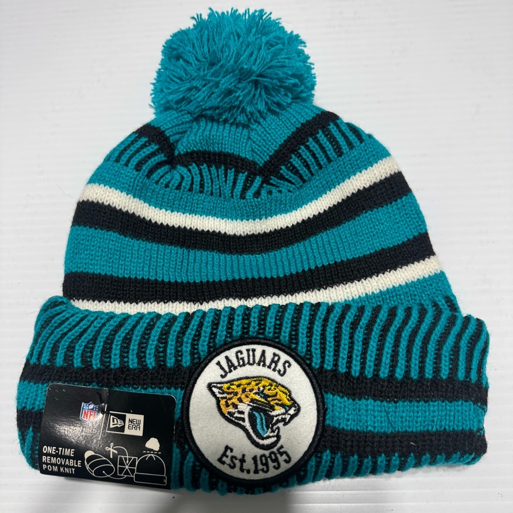 Jacksonville Jaguars Striped Beanie with NFL Logo New